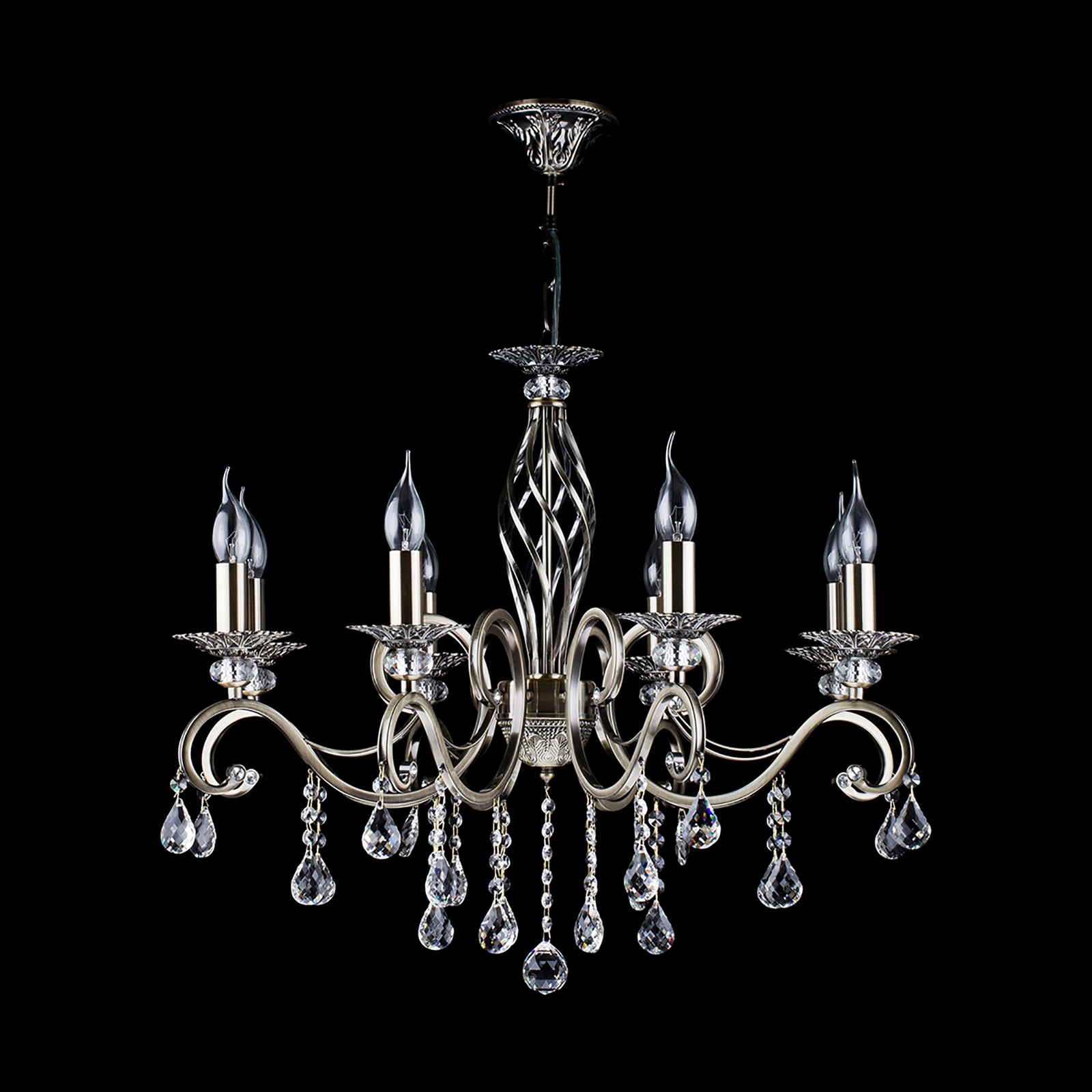 Maytoni Grace Kronleuchter 8-flammig Messing/Weiß 59cm Höhe dimmbar E14 - 4251110017754