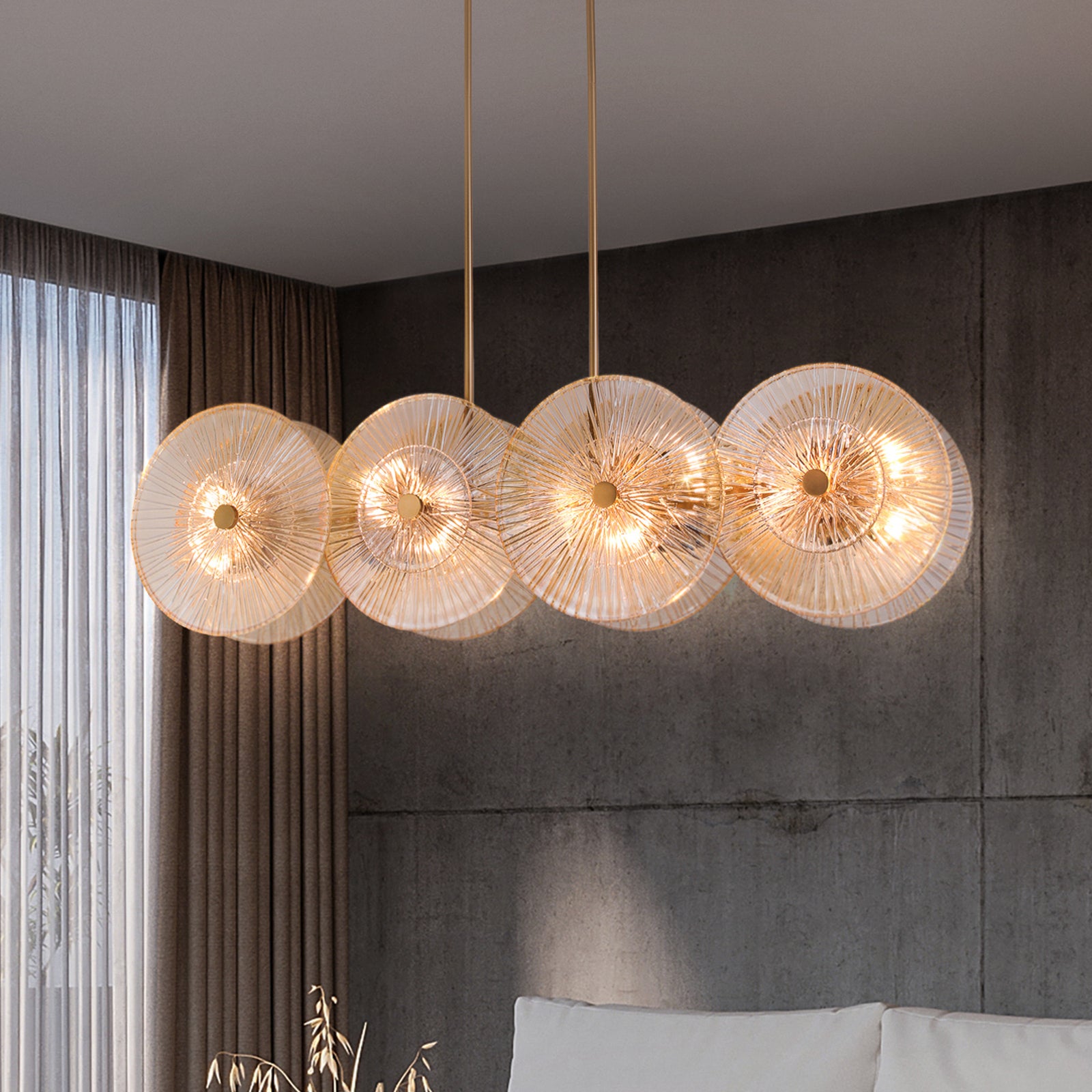 Maytoni Hängeleuchte Aster LED Pendelleuchte 8-flammig dimmbar gold bernstein - 4251110027869