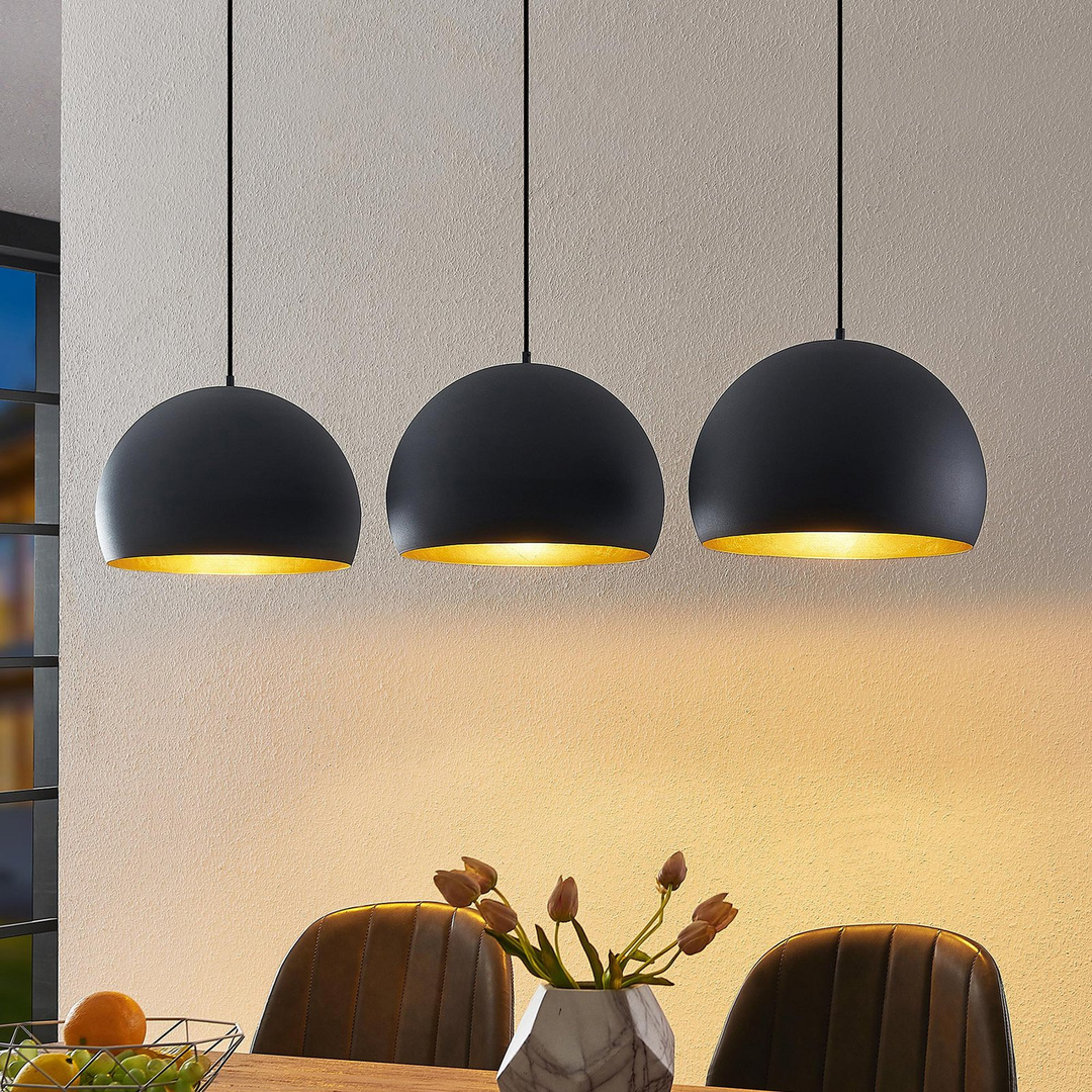 Lindby Tarjei Pendelleuchte Hängeleuchte Deckenlampe Leuchte 146cm Schwarz Gold B-Ware
