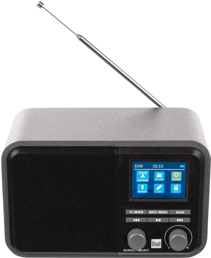 Dual DAB 51 DAB+ Tischradio AUX Bluetooth DAB+ SD UKW USB 20 Speicher Grau