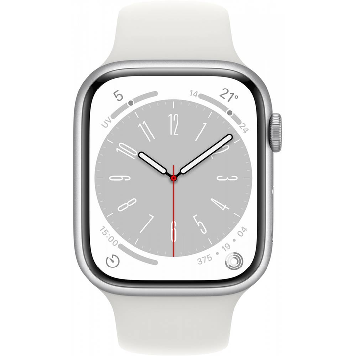 Apple Watch Series 8 GPS + Cellular 45mm Uhr Aluminium silber Sportarmband weiß