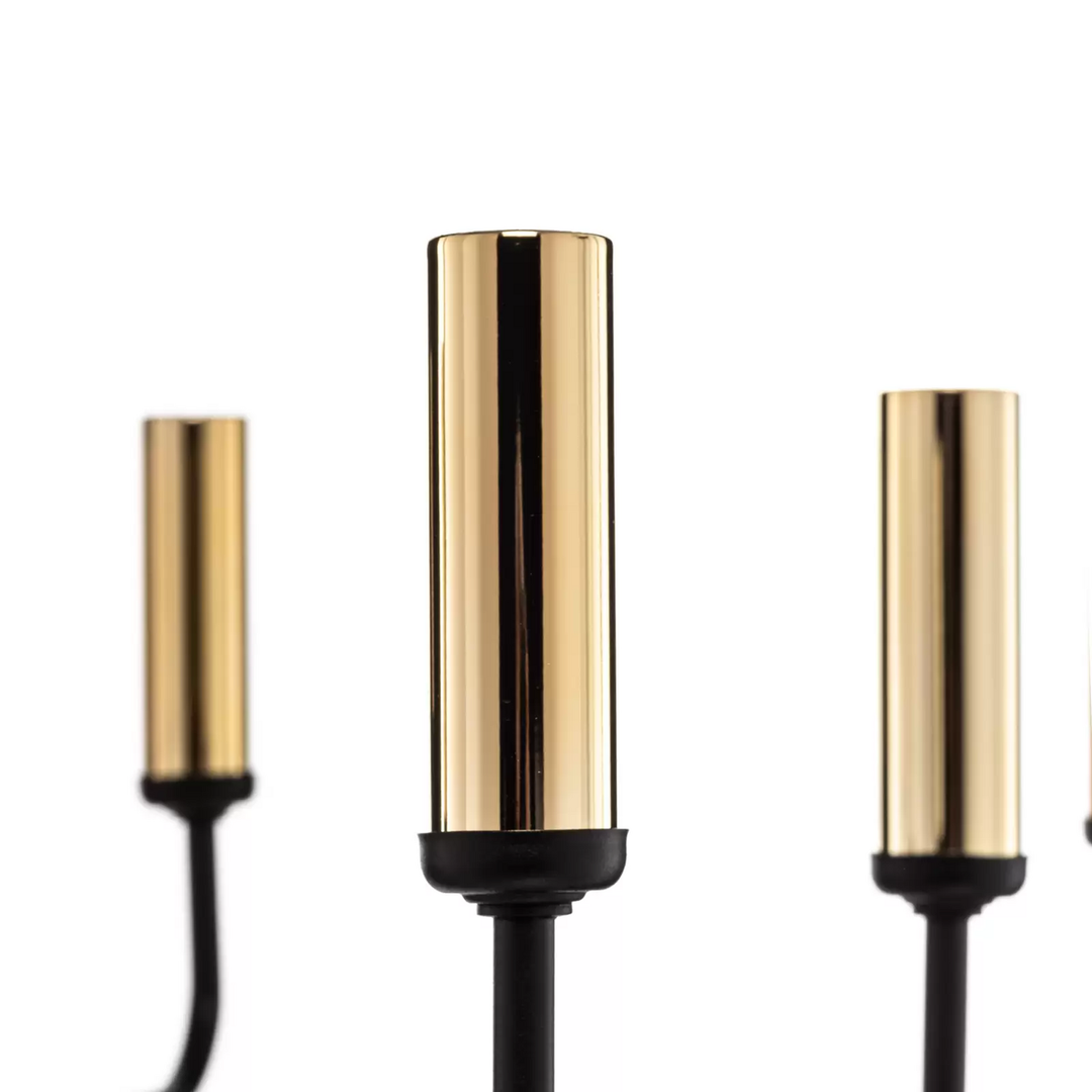 Ampli Kronleuchter Leuchte Schwarz Gold 8 Flammig Deckenleuchte Hängeleuchte E14 B-Ware