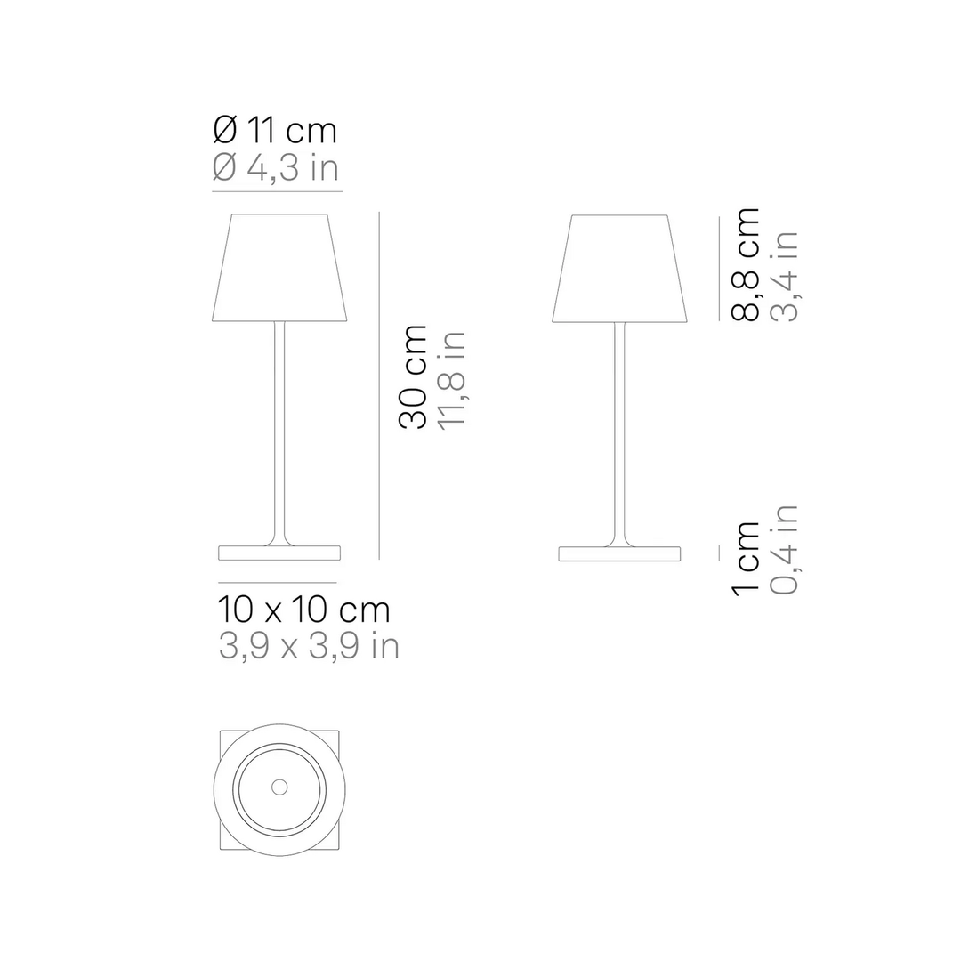 Zafferano Poldina mini Akkulampe Tischlampe Tischlicht Leuchte LED innen kupfer