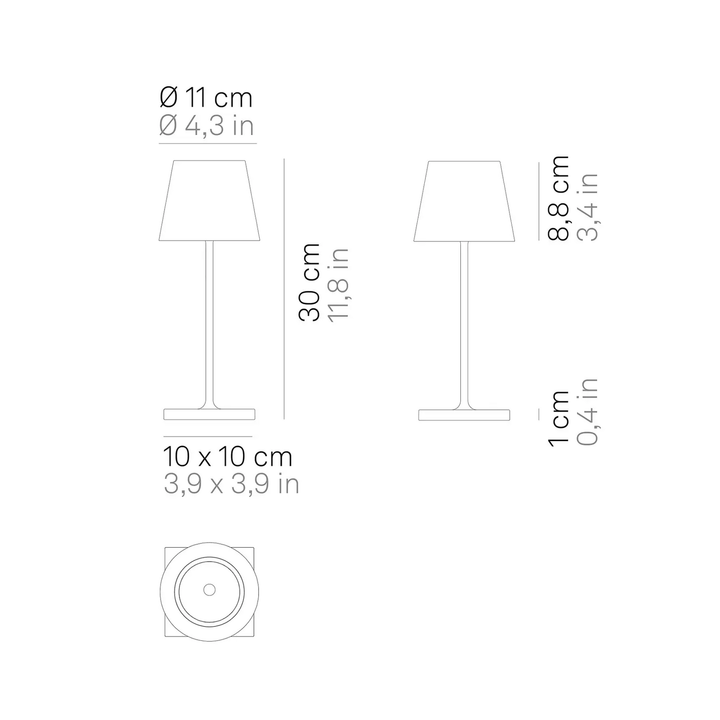 Zafferano Poldina mini Akkulampe Tischlampe Tischlicht Leuchte LED innen kupfer