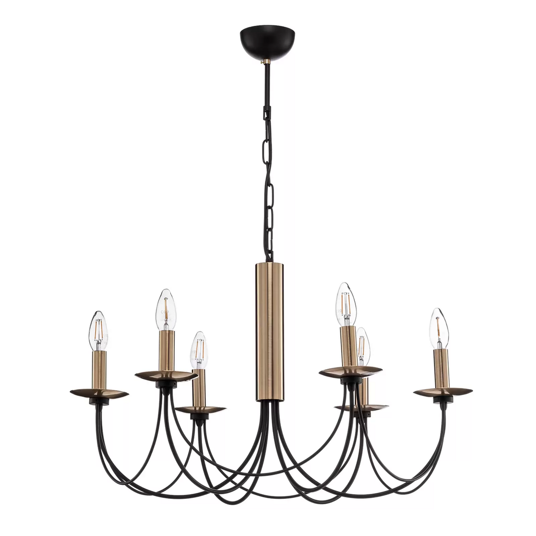 Kronleuchter Dofa Messing Antik/Schwarz Deckenlampe Deckenleuchte Lampe Leuchte B-Ware