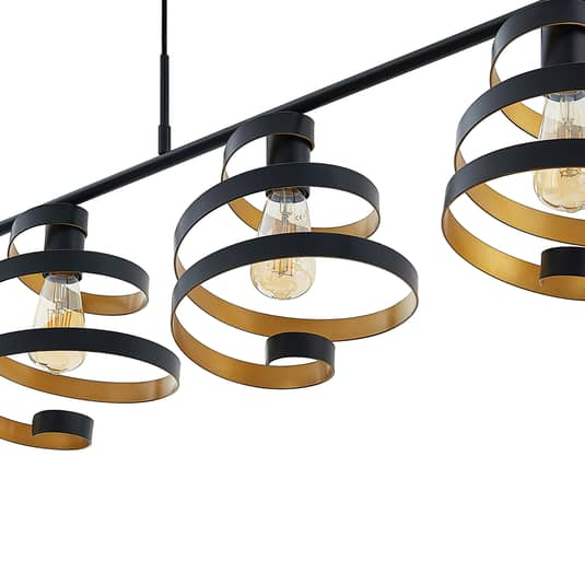 Lindby Colten Hängeleuchte 5-fl. schwarz gold Hängelampe Deckenlampe Leuchte 703