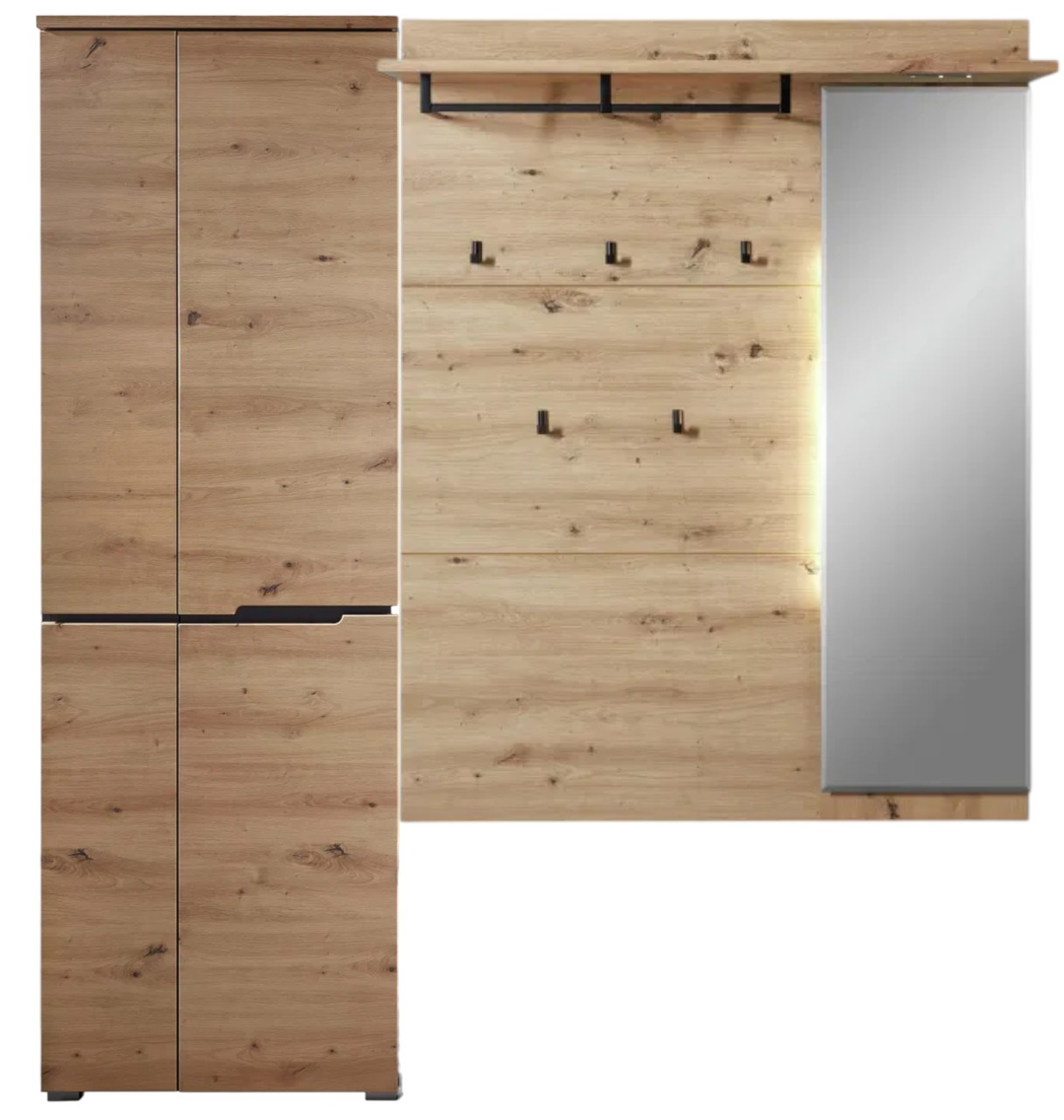 Voleo Garderoben-Set DETROIT Wandgarderobe Schrank Flurschrank UNVOLLSTÄNDIG