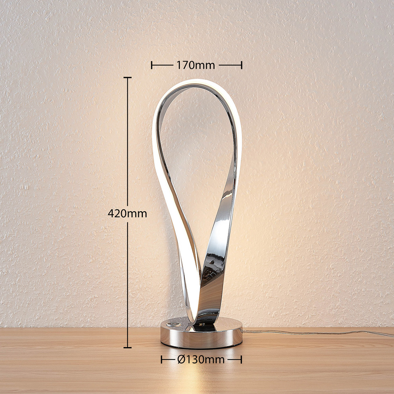 Lucande Xalia LED-Tischlampe Leuchte Lampe Tischlampe Designerlampe Chrom weiß