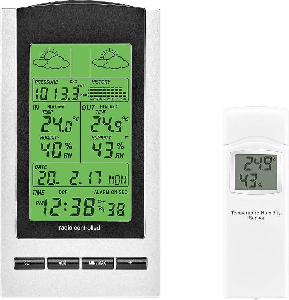 B-Ware Eurochron Funk Wetterstation Wettermessgerät Außentemperatur Messgerät Außen Uhr
