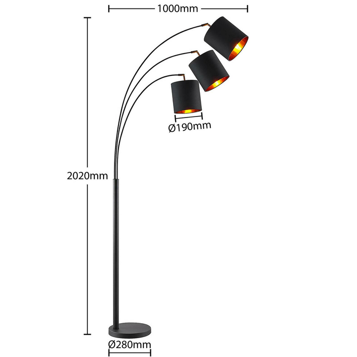 Lindby Nanika Stehleuchte Standleuchte Stehlampe Stehlicht Leuchte schwarz/go660