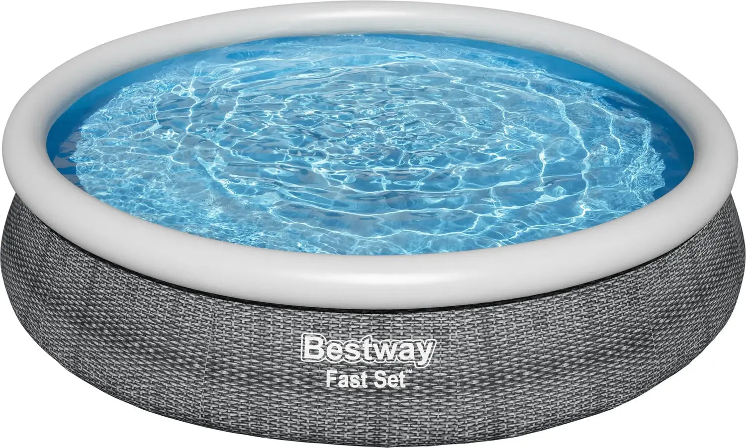 B-Ware Bestway Aufstellpool Familienpool Fast Set Pool Rattan Optik Rund Grau 366x76 Cm - 6941607309506