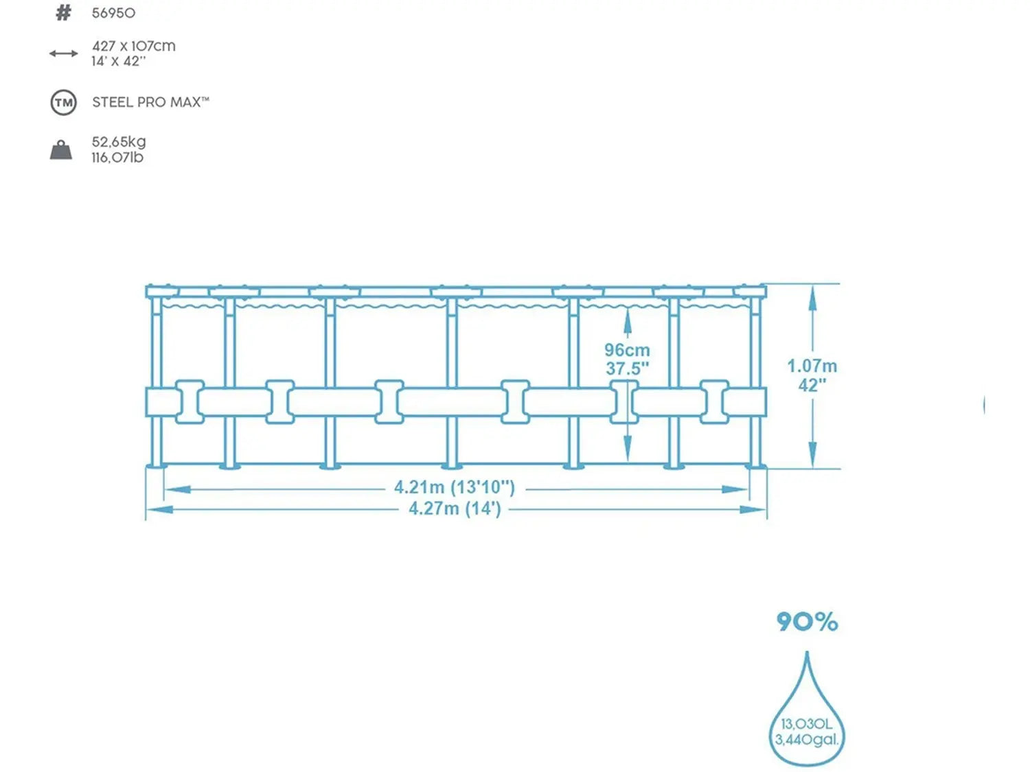 B-Ware Bestway Stahlrahmen Pool Pool Set Steel Pro Max Schwimmbecken ø 427x107 Cm Rund  - 6941607329559