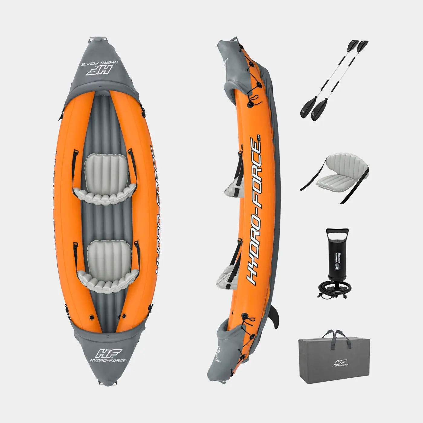 B-Ware Bestway Aufblasbares Kajak Boot Hydro Force Rapid X2 Set Orange 321x100x44 Cm