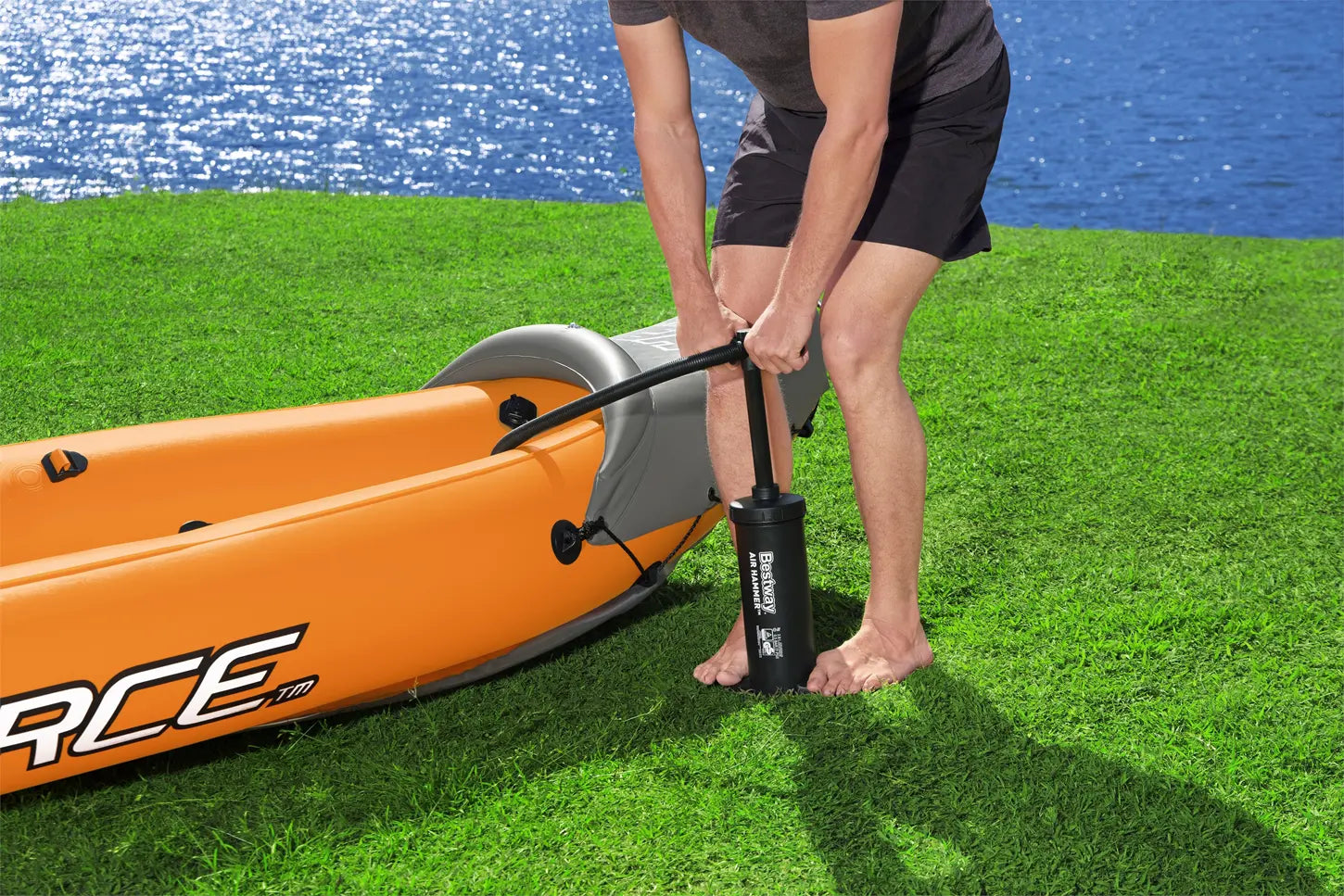 B-Ware Bestway Kajak Boot Hydro Force Kajakset Orange 3 Personen Paddel Handpumpe  - 6941607358061