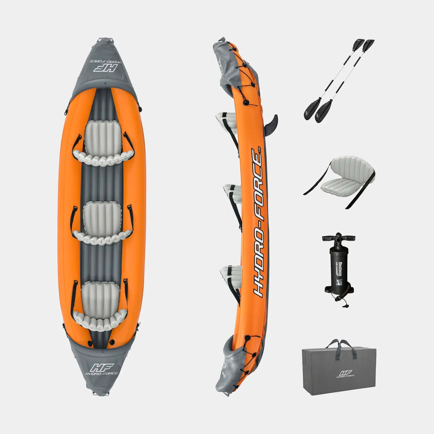 B-Ware Bestway Kajak Boot Hydro Force Kajakset Orange 3 Personen Paddel Handpumpe  - 6941607358061
