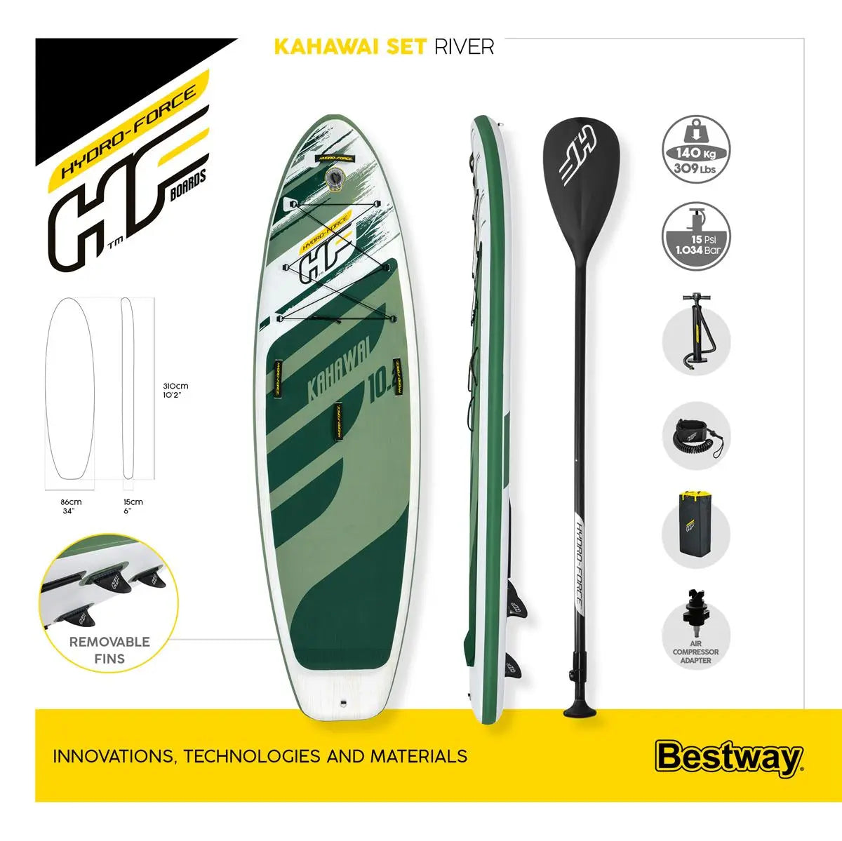 B-Ware Bestway Sup Board Set River Stand Up Paddle Kahawai 310x86x15 Cm Drop Stitch - 6942138981285
