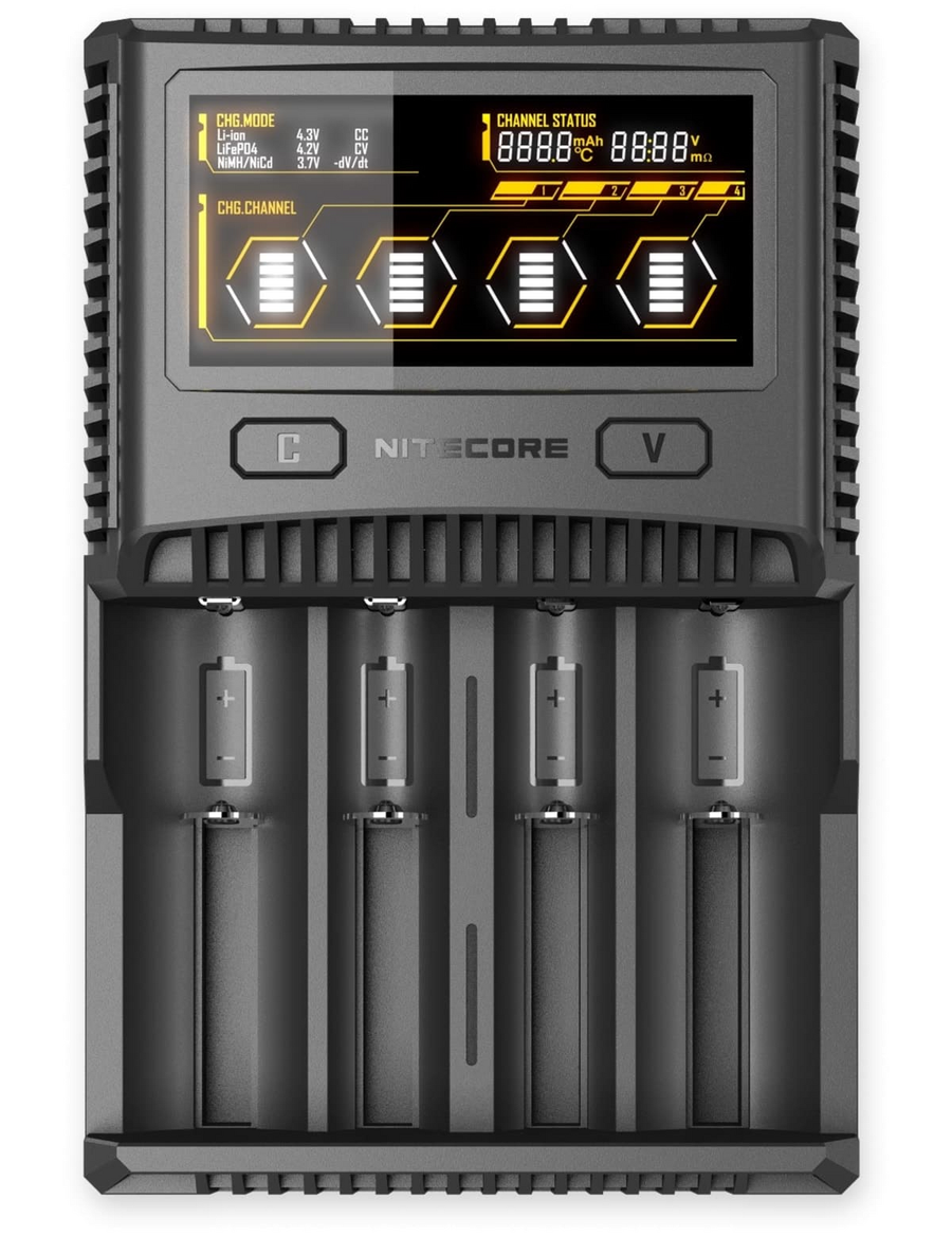 Nitecore Ladegerät Akku/Batterielader Sc4 4 Schacht Li Ion Ni Mh Ni Cd Li Fepo4 B-Ware - 6952506491513