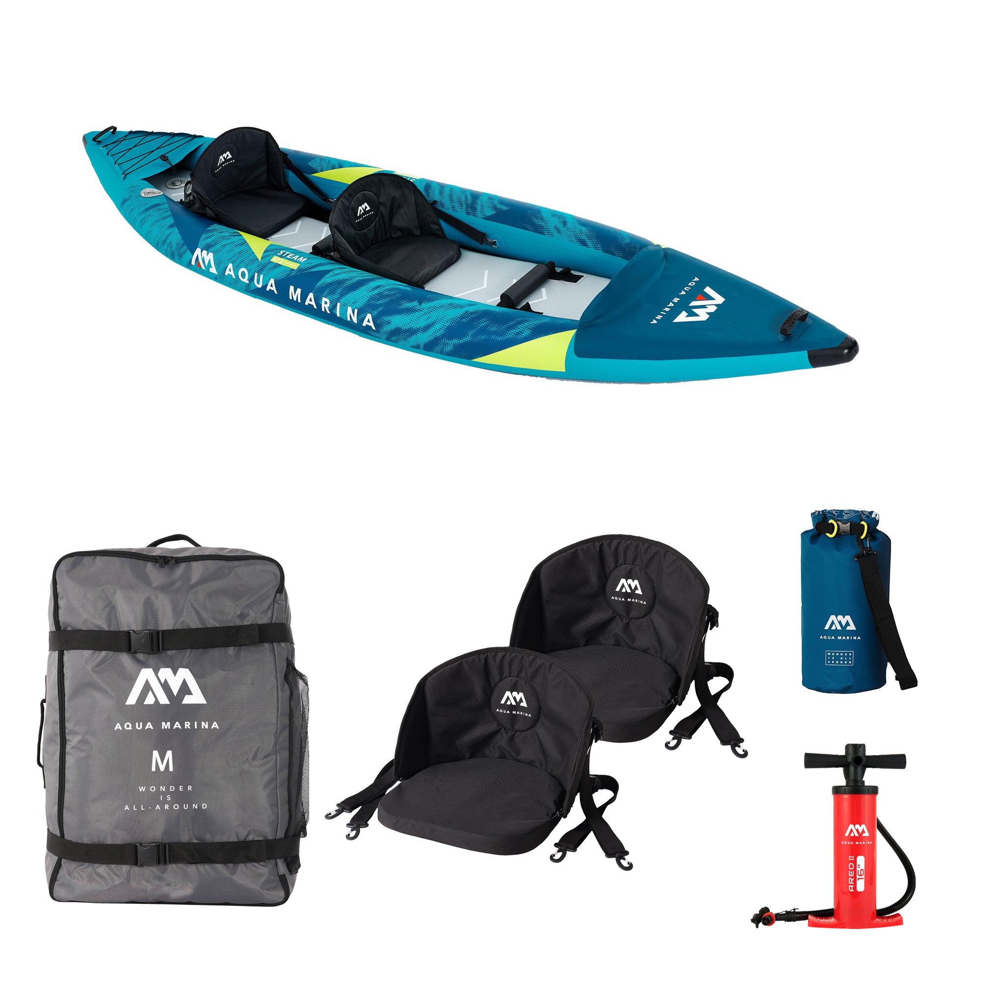 Aqua Marina Steam 412 Kajak Boot 2 Personen Schlauchboot aufblasbar Blau - 6954521600383