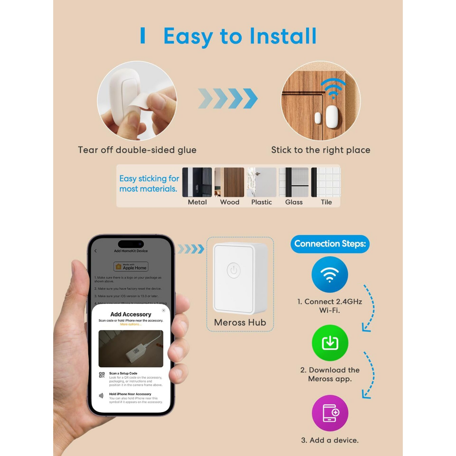 Meross Smart Tür Fensterkontakt Set Starter Kit Hub Hausautomation Zubehör  B-Ware - 6973696569448