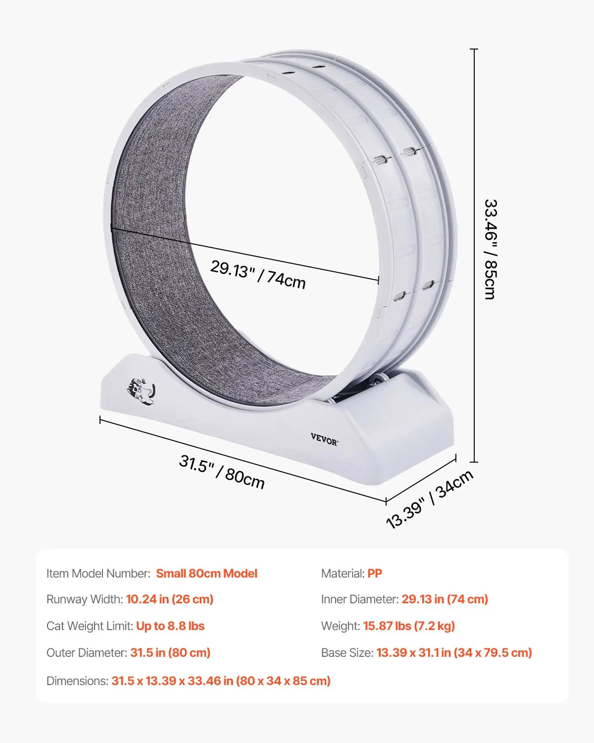 B-Ware Vevor Katzenlaufrad Katzenlaufband Katze Fitnessrad Weiß Kunststoff Training - 6974129113771