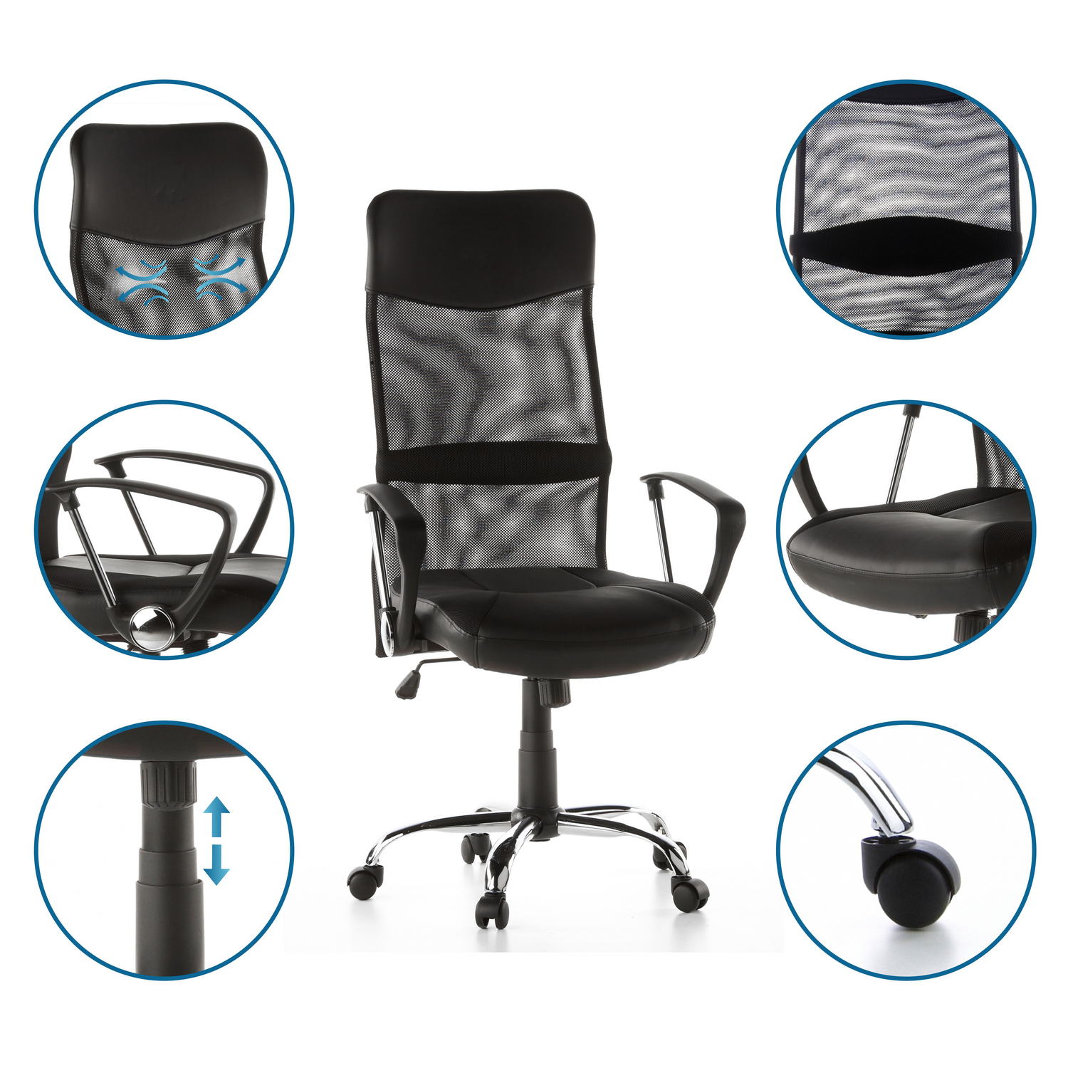 B-Ware Hjh Office Bürostuhl Chefsessel Stryka Drehstuhl Stuhl Schreibtischstuhl Schwarz