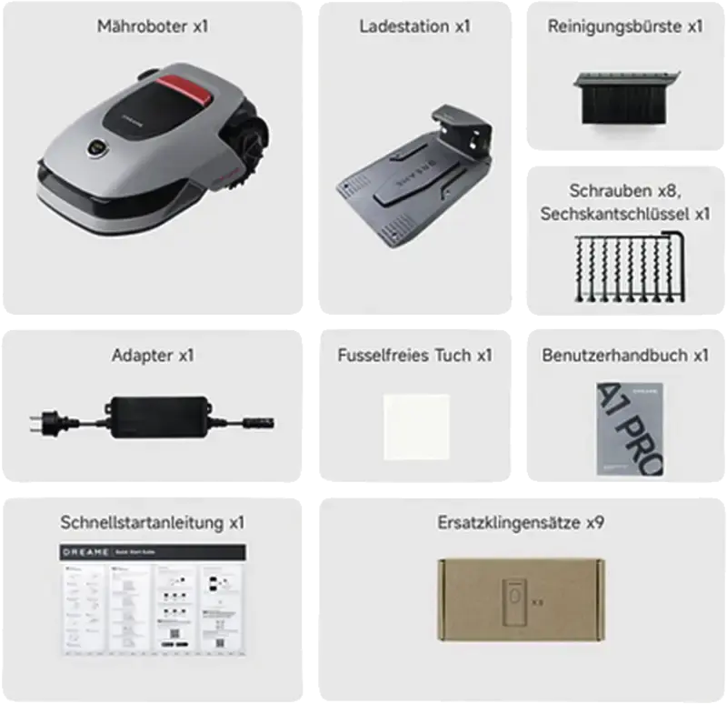 B-Ware Dreame Mähroboter Rasenmäher A1 Pro App Ohne Begrenzungsdraht Silber Omni Sense - 6977328063366