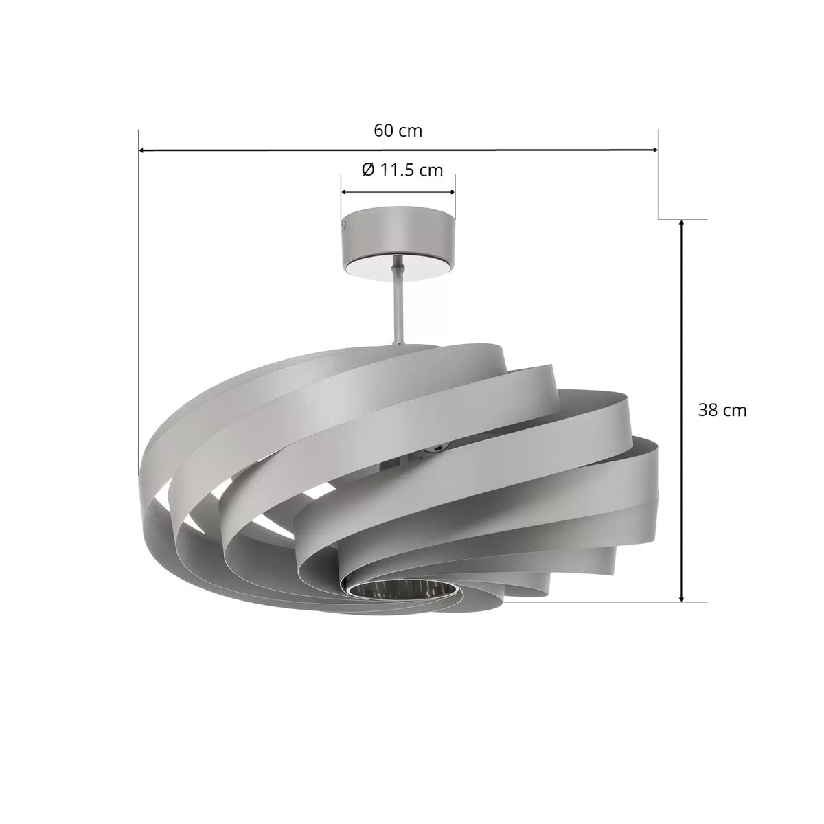 Euluna Deckenleuchte Vento aluminiumfarben Ø 60 cm Metall Deckenlampe Lampe Spot - 4251911799880