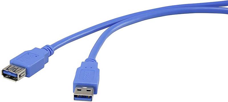 2 STÜCK Renkforce USB 3.0 Verlängerungskabel 1.8 m Blau vergoldete Steckkontakte