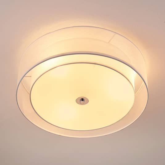 Plafonnier en tissu LED Lindby Tobia, luminaires de plafond en organza, blanc