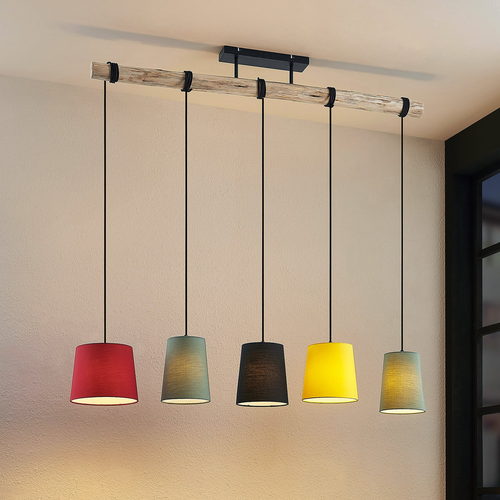 Lindby Amilia Hängeleuchte Hängelampe Lampe Leuchte 5 Fl. E27 Holz Eisen Bunt B-Ware - 4251911719444