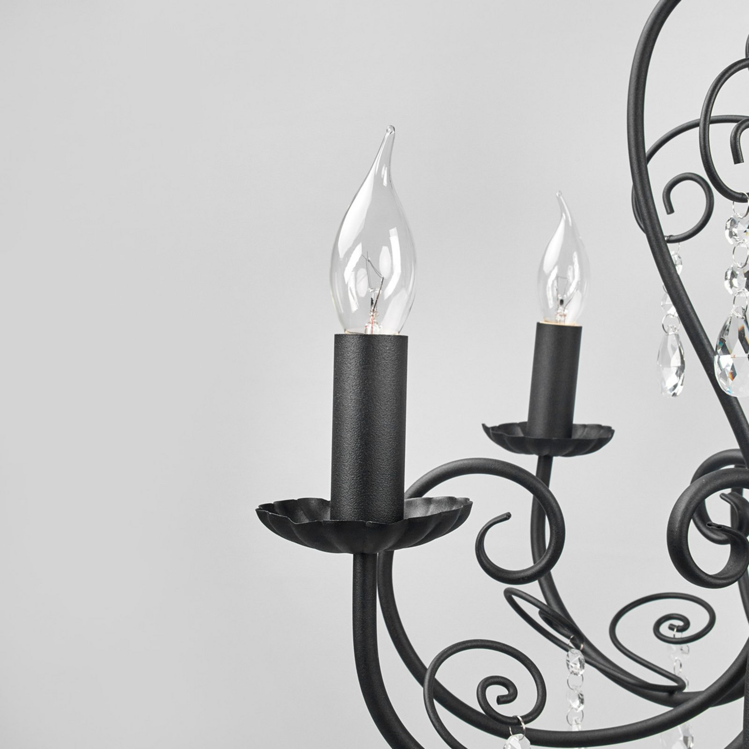 B-Ware Lindby Kronleuchter Sophina Lampe Leuchte Kristall Metall 5 Flammig E14 Schwarz