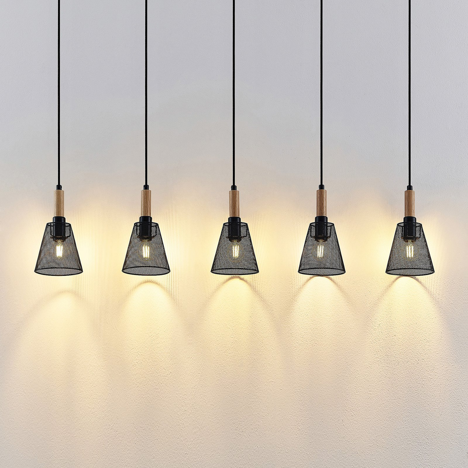 Lindby Layne Pendelleuchte Hängeleuchte Deckenlampe Korbschirme Fünfflammig B-Ware - 4251096592597