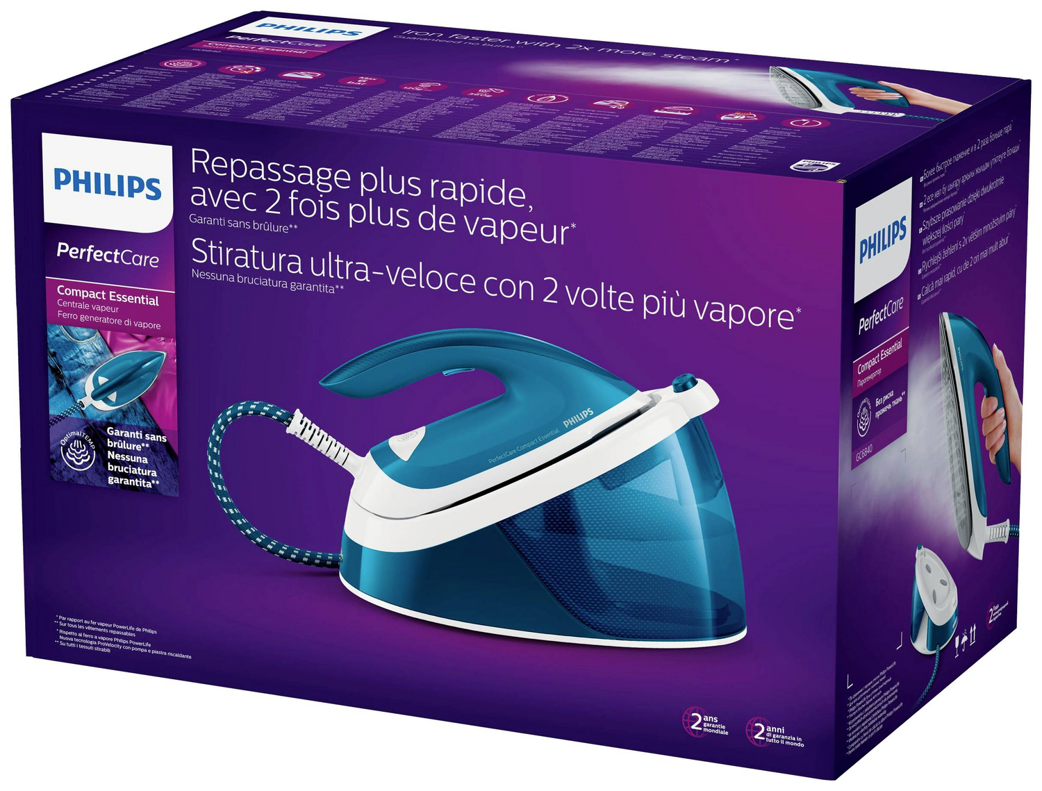 B-Ware Philips Perfect Care Compact Essential Gc6840/20 Dampfbügelstation 2400 W Blau816
