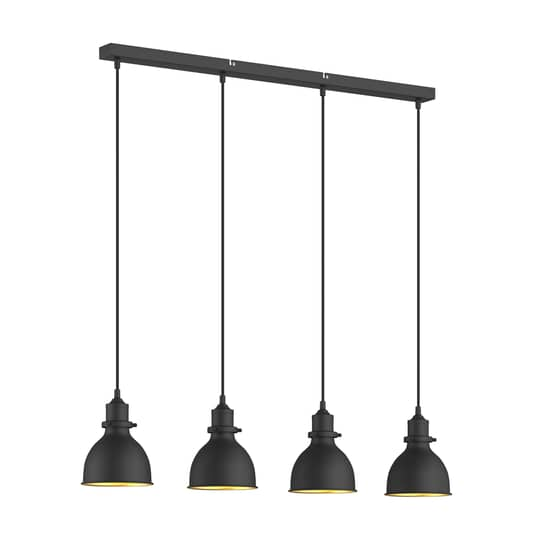 B-Ware Lindby Pendelleuchte Jasminka Deckenlampe Hängeleuchte Schwarz Gold 4 Flg E27