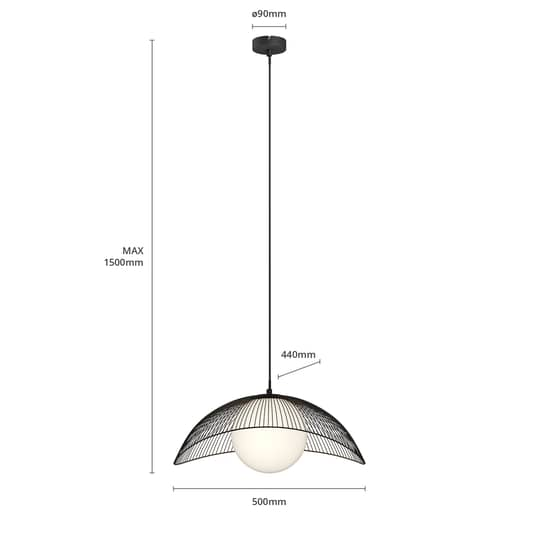 Suspension Lindby Fabronia, luminaire à grille, lampe, plafonnier, IP20, globe en verre, produit de seconde main 