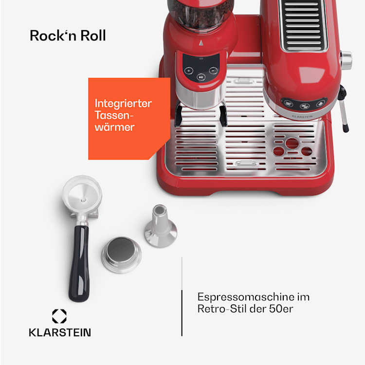 Klarstein Bella Café Kaffeemaschine Mühle Espressomaschine mit Mahlwerk Kaffee