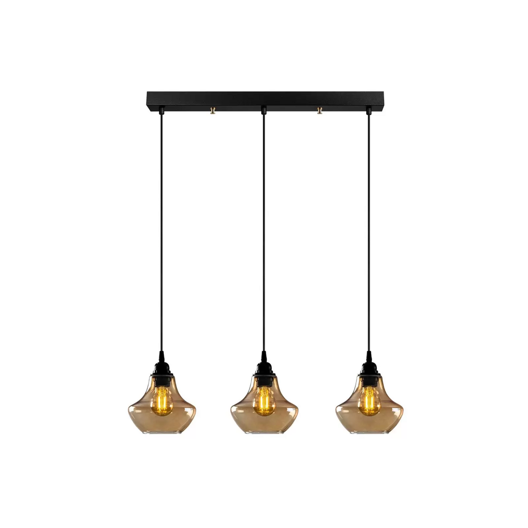 Hängeleuchte Gold 052 Gold Transparent Glas 3 Flammig Lang Deckenlampe Lampe B-Ware - 8682870091313