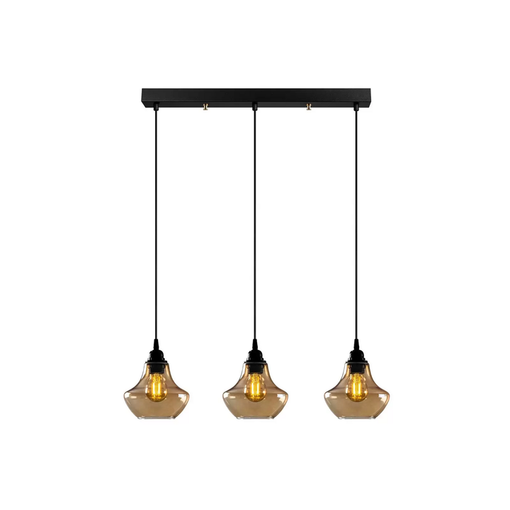 Hängeleuchte Gold 052 Gold Transparent Glas 3 Flammig Lang Deckenlampe Lampe B-Ware - 8682870091313