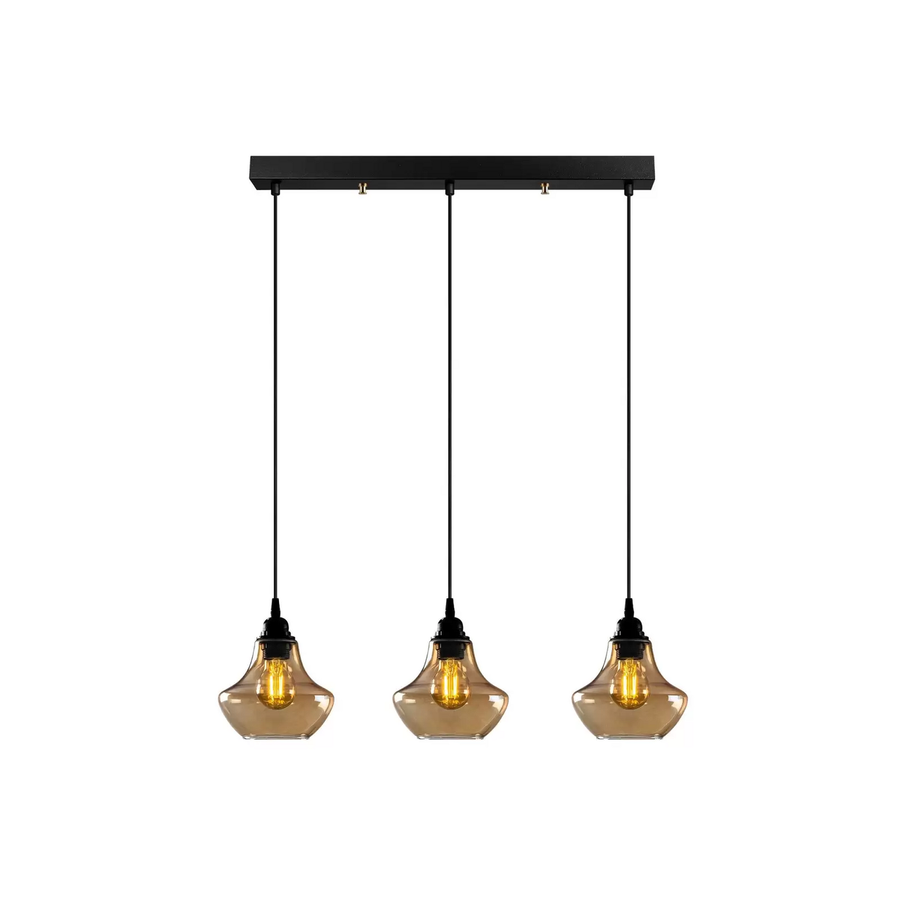 Hängeleuchte Gold 052 Gold Transparent Glas 3 Flammig Lang Deckenlampe Lampe B-Ware - 8682870091313