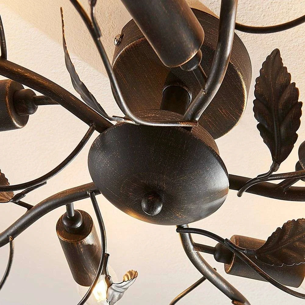 Lindby Deckenlampe Hängeleuchte Lampe Leuchte Yos Blattoptik 5 Flmg E14 Schw592 B-Ware