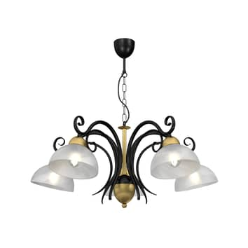 Luminex Kronleuchter Flora 5 Glasschirme Deckenlampe Lampe Licht Schwarz Mess643 B-Ware