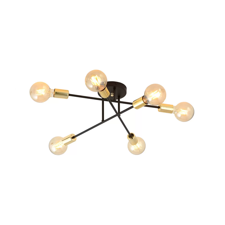 Deckenleuchte Veken 6B sechsflammig schwarz gold Deckenlampe Lampe Leuchte Spot