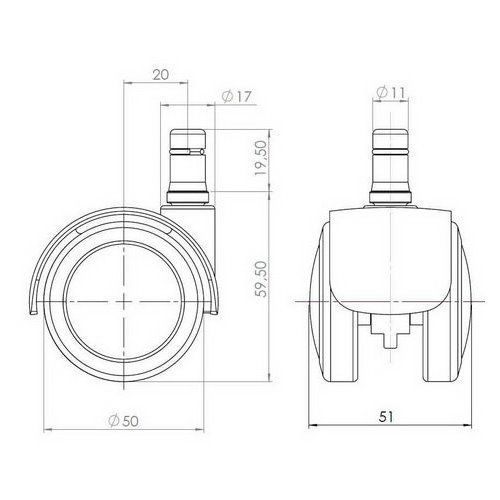 hjh OFFICE ROLO FIX 11mm/50mm Hartböden Stuhlrollen Schwarz 5 Stück - 4260182537718