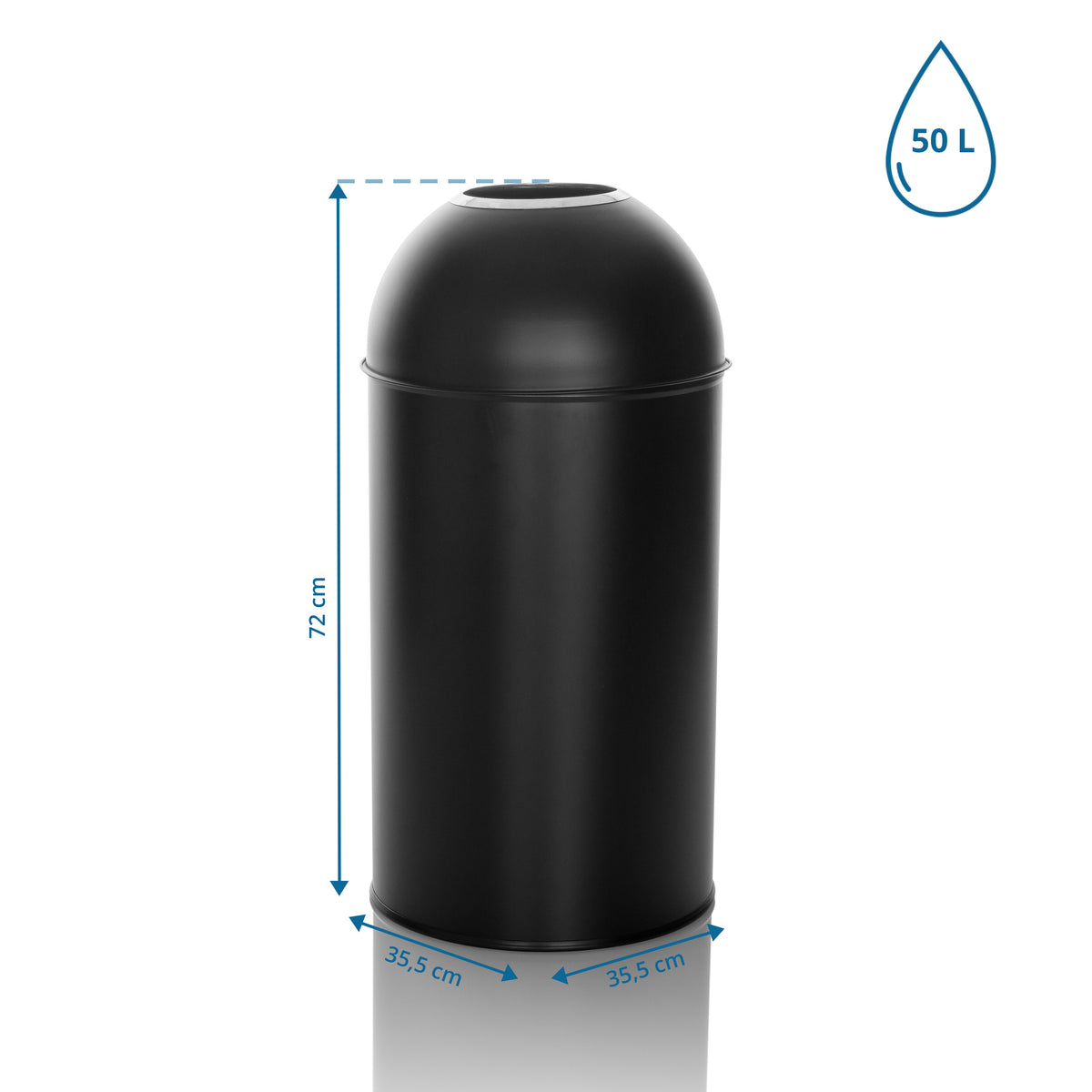 hjh OFFICE Abfallsammler Mülleimer CLEAN OR 50L schwarz matt Inneneimer Metall - 4064323035824