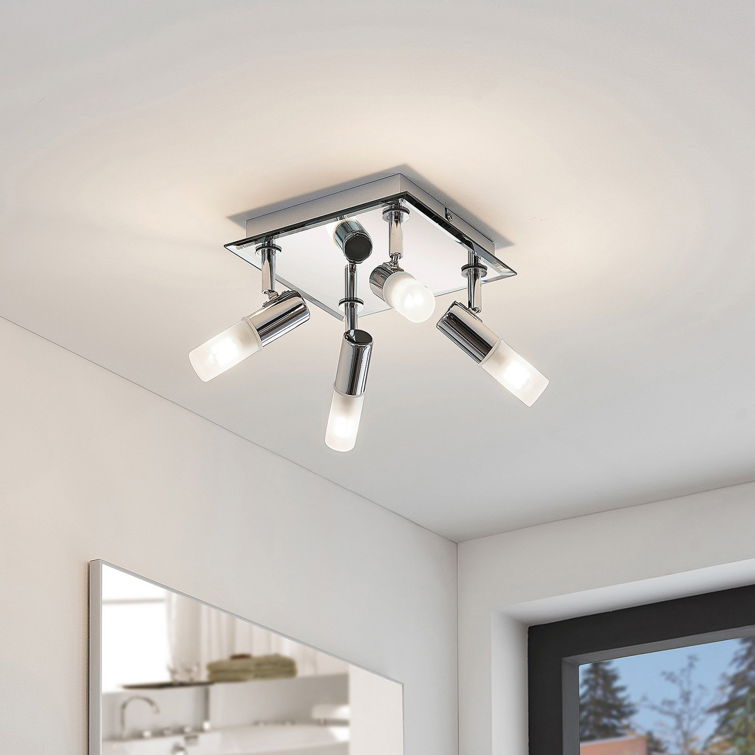 B-Ware Lindby Bad Deckenlampe Zela Deckenlampe Lampe 4 Flammig G9  32 X 32 Cm Chrom650