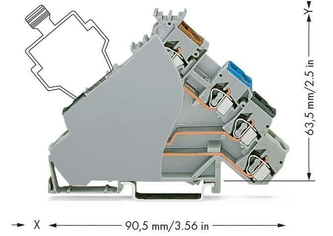 Wago Initiatorenklemme Reihenklemme Klemme 6mm Zugfeder Belegung: L Grau 50 St.  B-Ware - 4045454559489