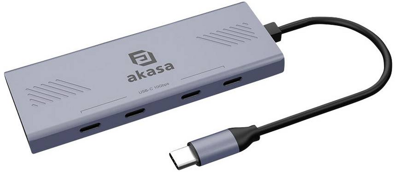 Akasa 4 Port USB-C Multiport Hub mit USB-C Stecker Schnittstelle