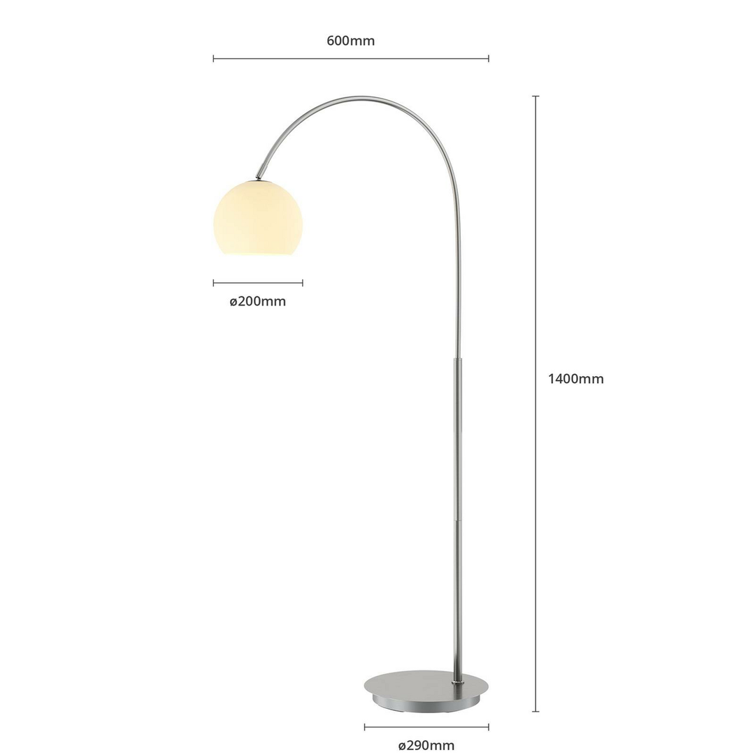 Lindby Cynthia Bogenstehlampe Stehlampe Stehleuchte Lampe E27 Glas nickel matt