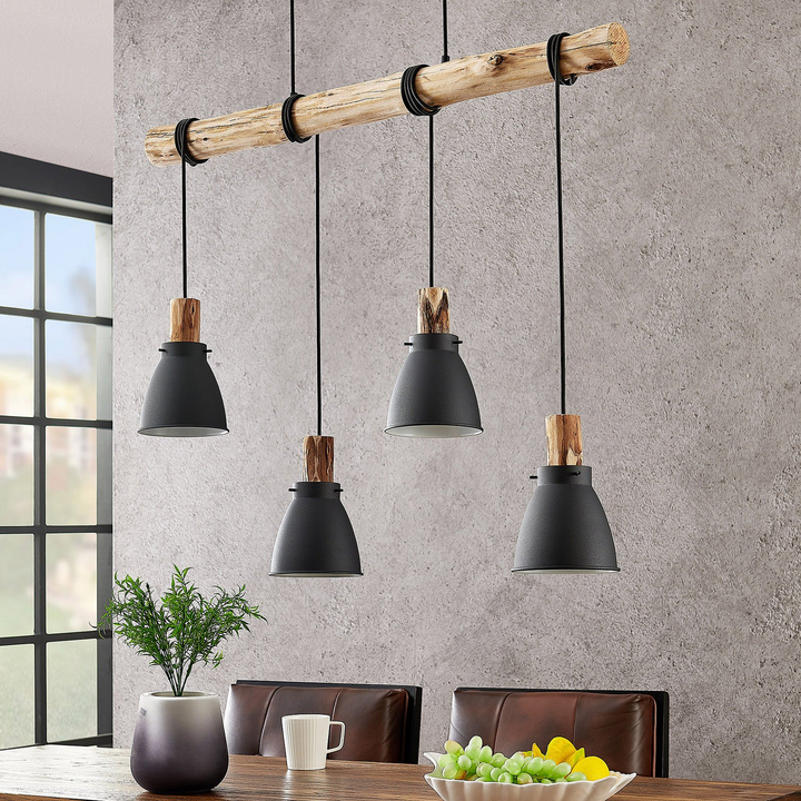 Lindby Trebale Pendelleuchte Hängeleuchte Hängelampe Lampe 4 flammig Eukalyptus