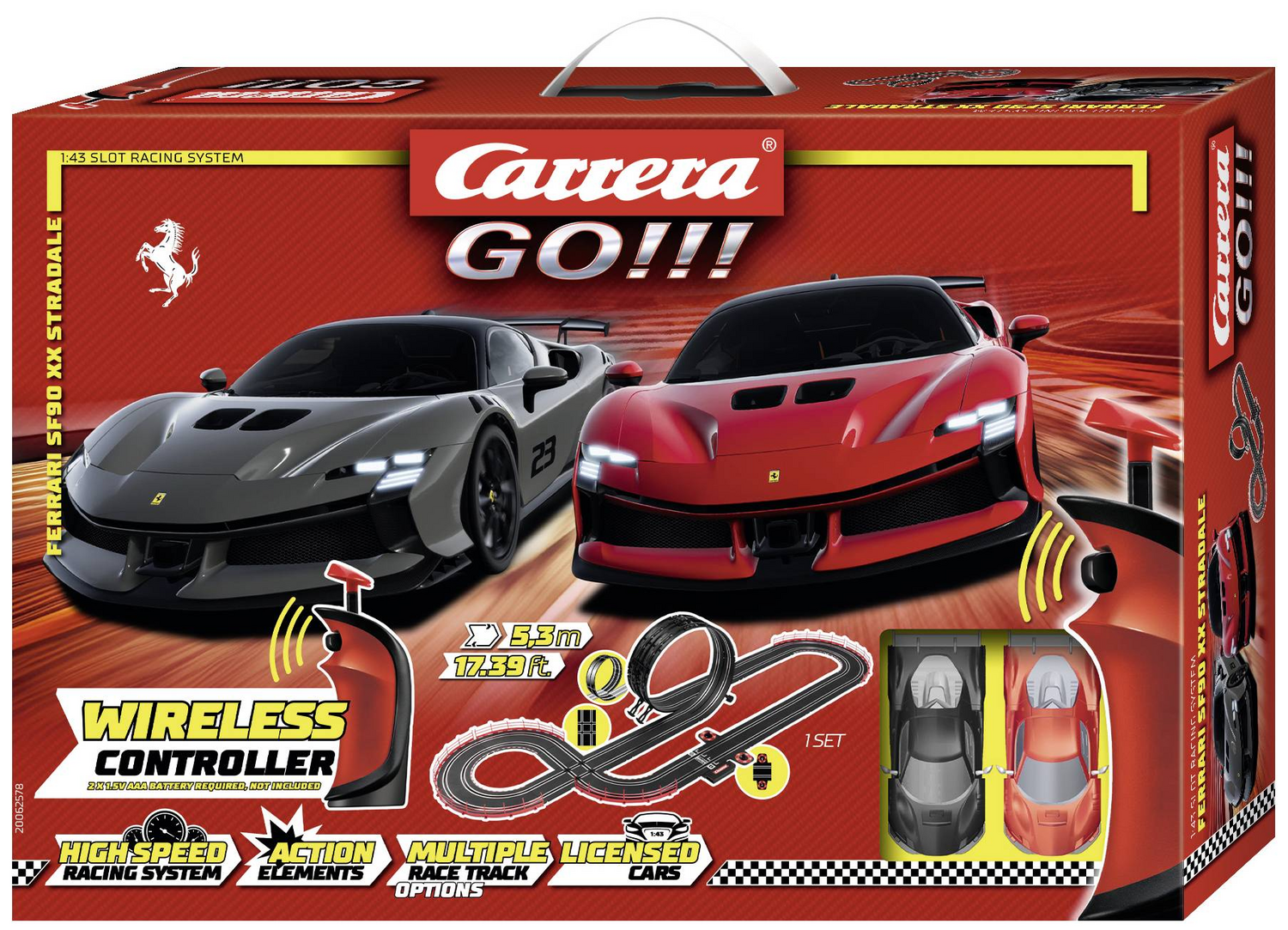 Carrera 20062578 Go!!! Ferrari Supercar Power Start Set Rennbahn Set 2 Autos B-Ware
